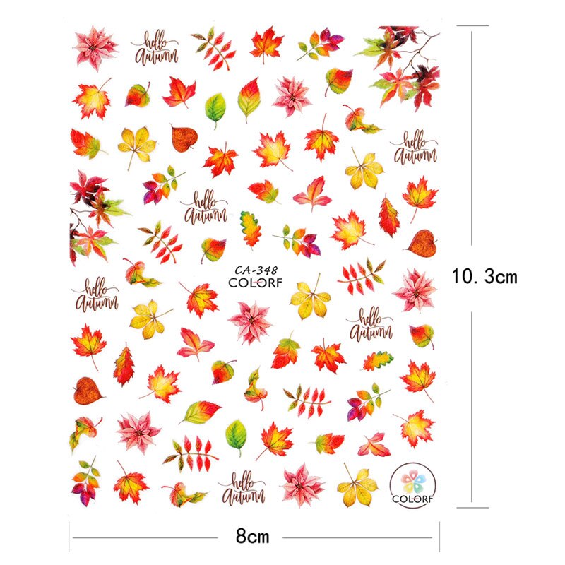 HNUIX 1 leaf Nail Art 3D decal fall theme nails sliders decor boards maple leaf pattern sticker for nail art filigree decals