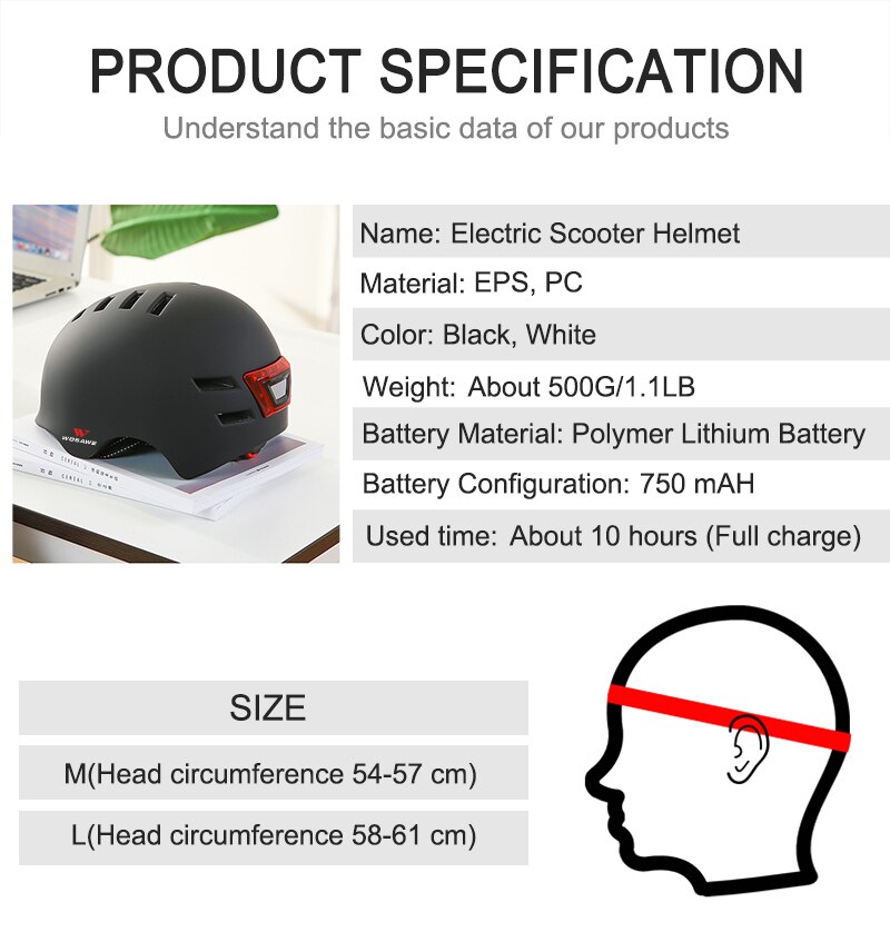 WOSAWE Light Cycling Helmet Bike General Helmet Mountain Road Bicycle MTB Luminous Safe Helmets Men Women Kids 54-61cm