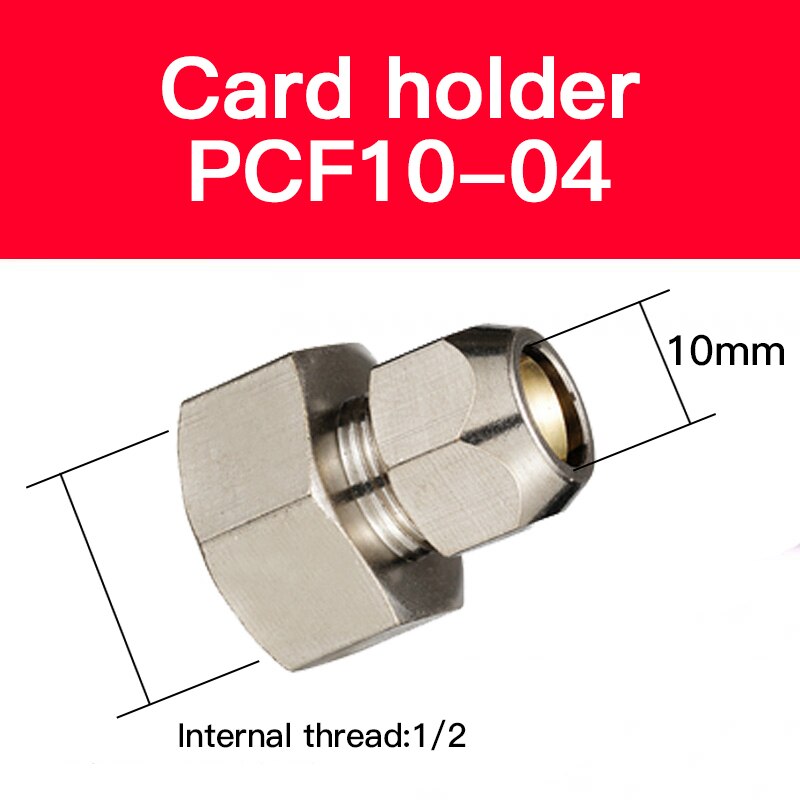 1pc Pneumatic Brass tube ferrule quick-screw connector internal thread straight through PCF4/6/8/10: PCF10-04