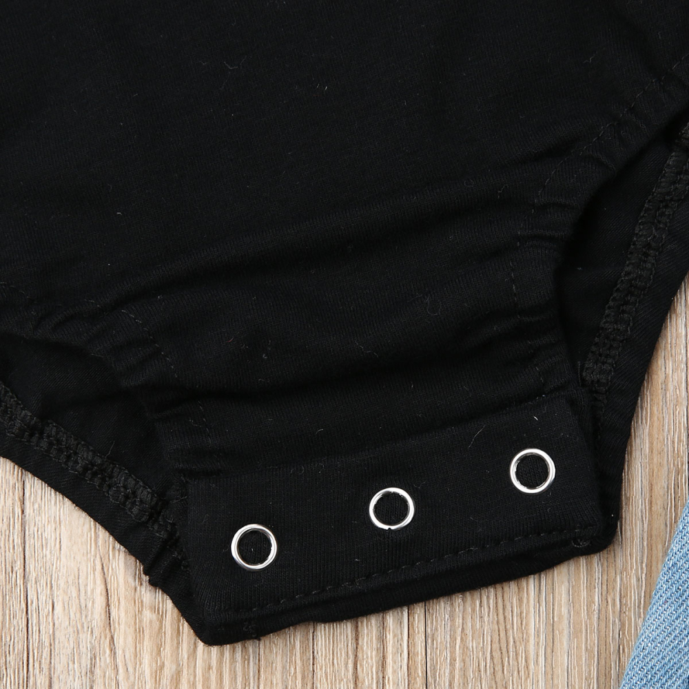 2PCS Toddler Kids Baby Girl Clothes Sets 1-6Y Letter Long Sleeve Ruffle Romper+Denim Pants Winter Outfits Clothes