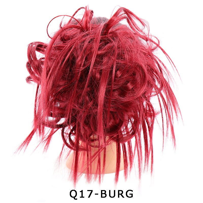 Rodet syntetisk hår knold langt hår stretch blonde hår forlængelse elastisk band strop pandebånd paryk: Q17- burg
