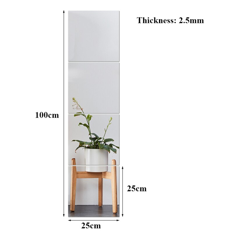 4pc/ sæt akryl spejl 39 "  x 9.8 " fuld kropslængde spejl brudsikker nøjagtig reflektion dekorative spejle dressing spejl