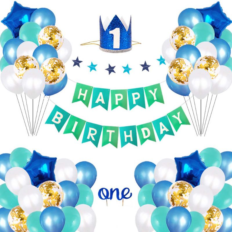1st Happy Birthday Nummer Banner Ballonnen Eerste Baby Douche 28GF