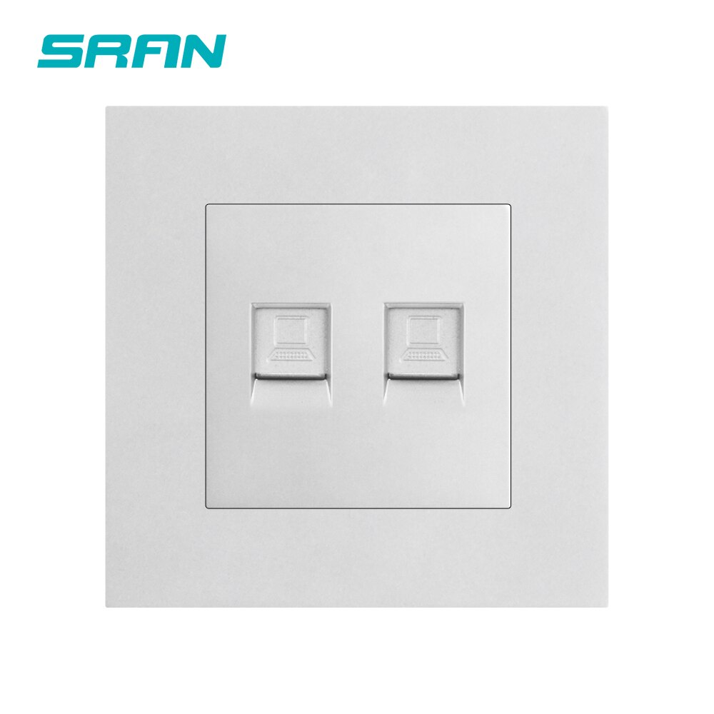 Sran Muur Dual Computer Netwerk Interface Vlamvertragende Pc Panel 86Mm * 86Mm Wit/Zwart/Goud dubbele Rj45 Socket: A1 Silver dual RJ45