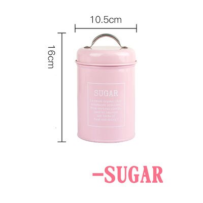 Pot de rangement de thé café sucre | Bocal de cuisine, boîte à sceau métallique, conteneur de scellage scandinave, pot de rangement de bonbons maison céréales poudre de lait: Pink SUGAR