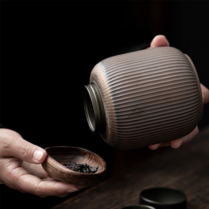 Ceramic Tea Caddy Large Household Retro Imitation Wood-fired Porcelain Cans Tea Warehouse Sealed Tea Cans Tea Packaging Box