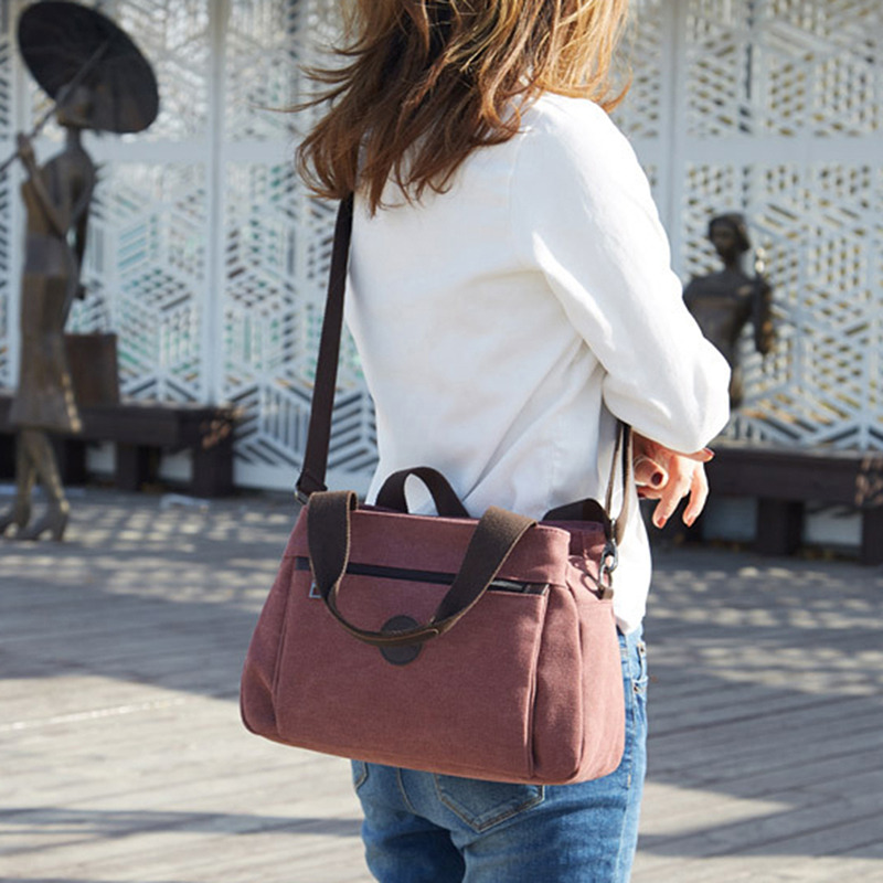Borsa da donna Casual retrò in tela da donna borsa a tracolla singola borsa da donna in tela Multi-scomparto di grande capacità