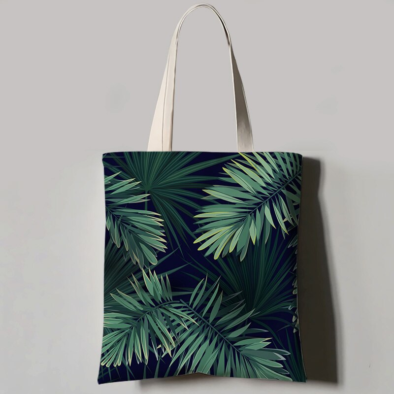 Turtle Leaf Tropical Plant Printed Tote Bag For Women Canvas Bag Ladies Shoulder Bag Outdoor Casual Tote Foldable Shopping: 13