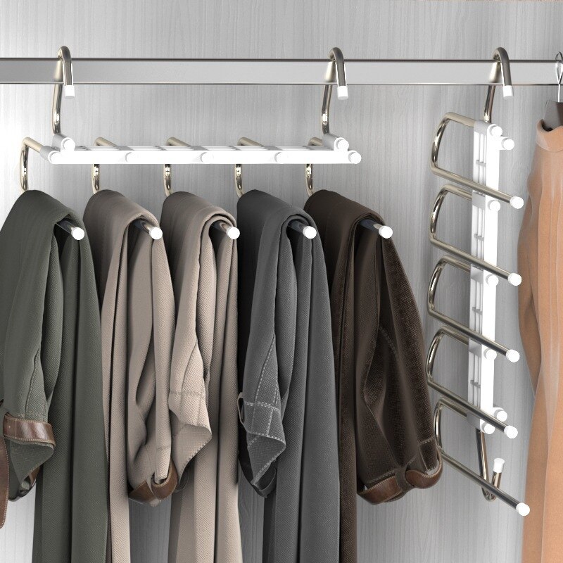 5 schichten Falten Hosen Gestell Aufhänger Versenkbare Multi-schicht Hosen Hängen Kleiderschrank Lagerung Hosen Clip Trocknen KleiderbüGel