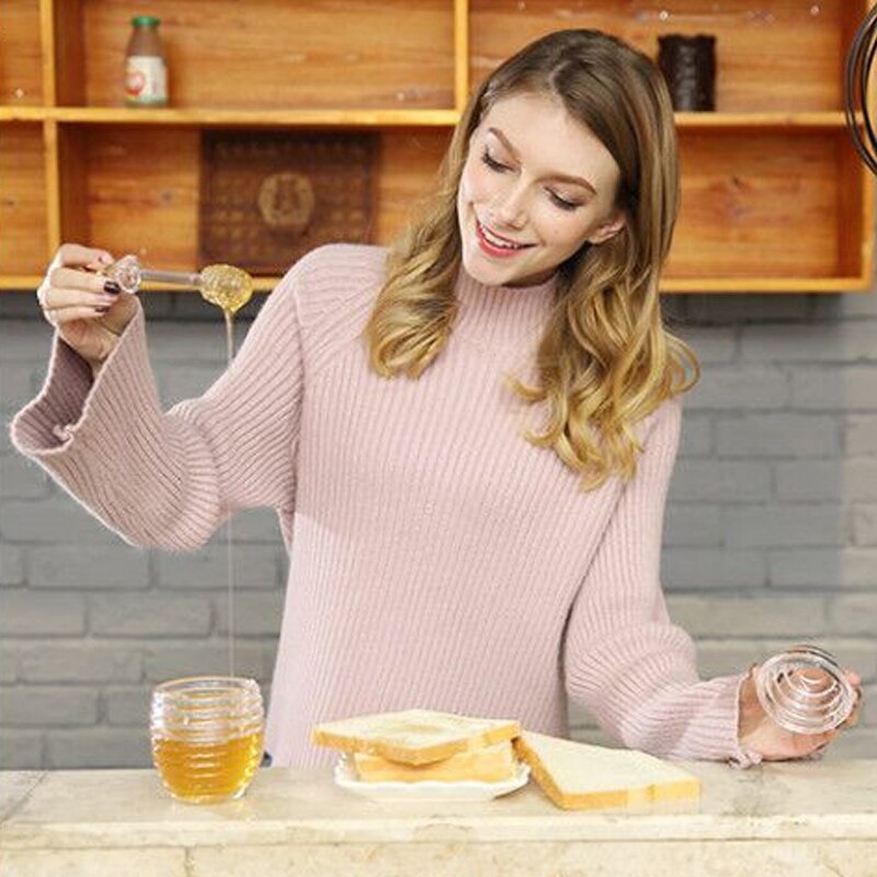 Acrylic Jam Jar Honeycomb Shaped Honey Dispenser with Dipper Honey Jar Spice Sauce Container Kitchen Storage Pot Tool