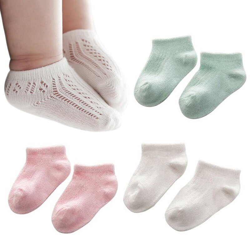 Chaussettes pour bébé, en coton, fines et respirantes, en maille, blanches et douces, pour -né, garçon et fille, printemps automne,