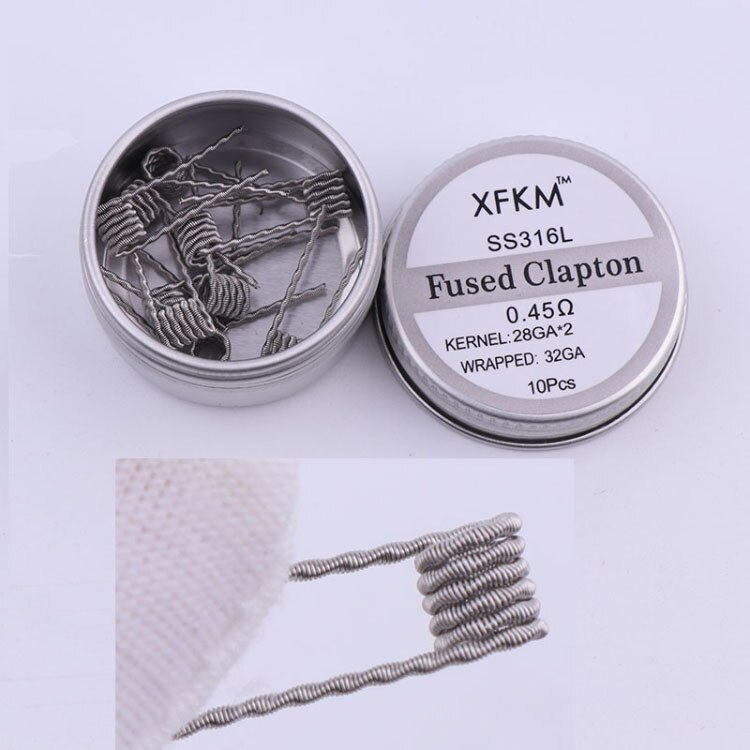 XFKM a1 316 Piatto Filo Ritorto Fused Clapton Bobine Alveare Premade Filo Avvolto Alien Mix Torsione Quad Tigre Riscaldamento Rda bobina: fused 0.45 316l