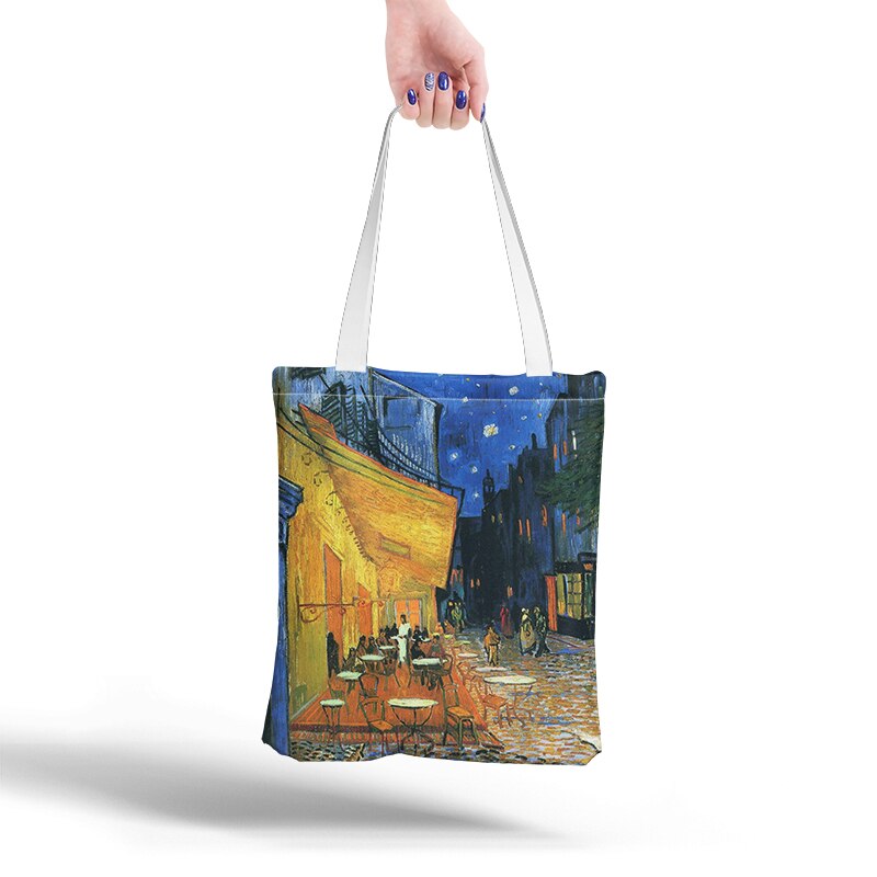 Lieferwagen Gogh Einkaufstasche Grafik Tote Harajuku Käufer Tasche Frauen Leinwand Schulter Tasche Für Weibliche Lustige Eco Große-kapazität sacchetto: Stil12