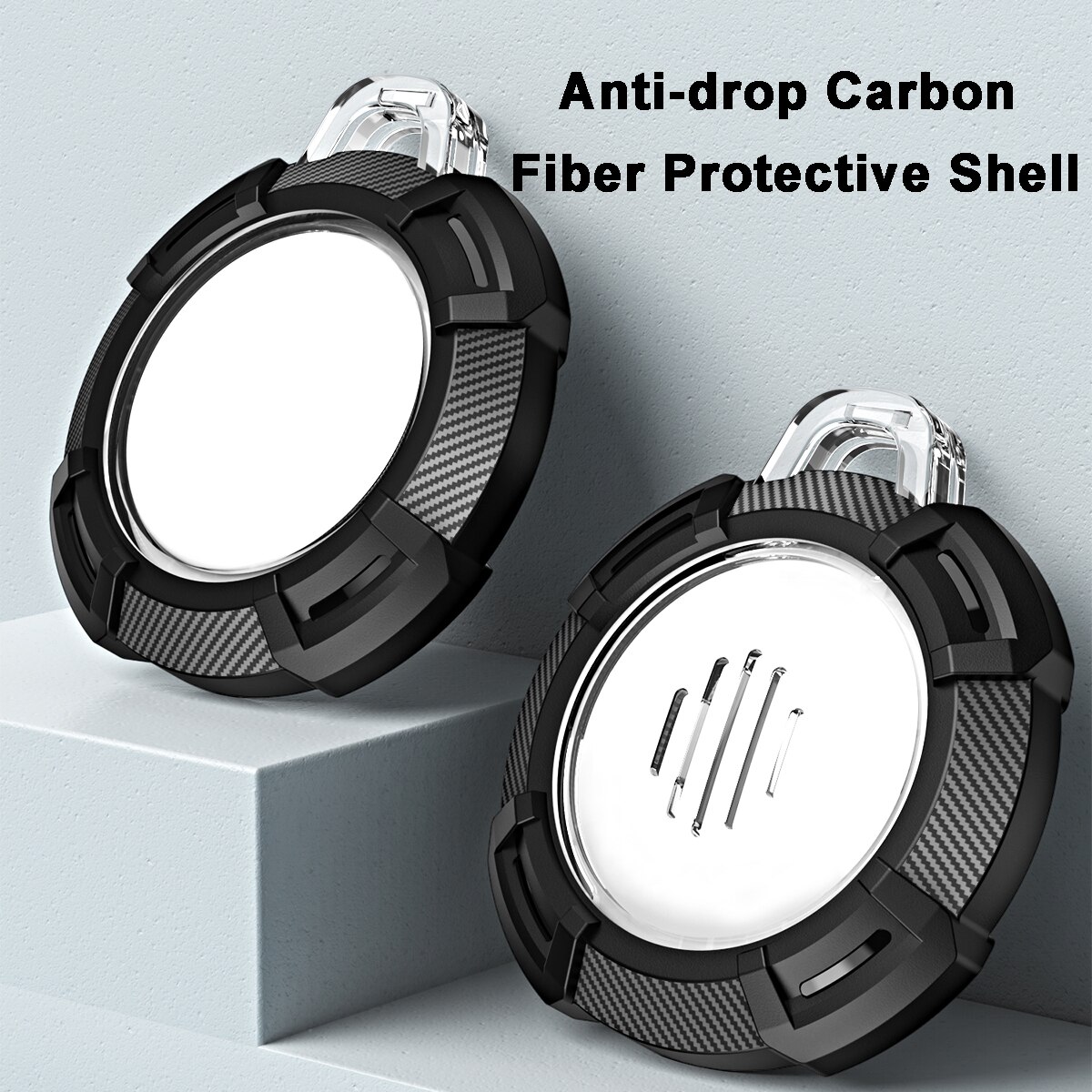 360 ° copertura protettiva di protezione completa per Apple AirTag custodia paraurti antiurto in Silicone in fibra di carbonio per AirTag fibbia anti-perso