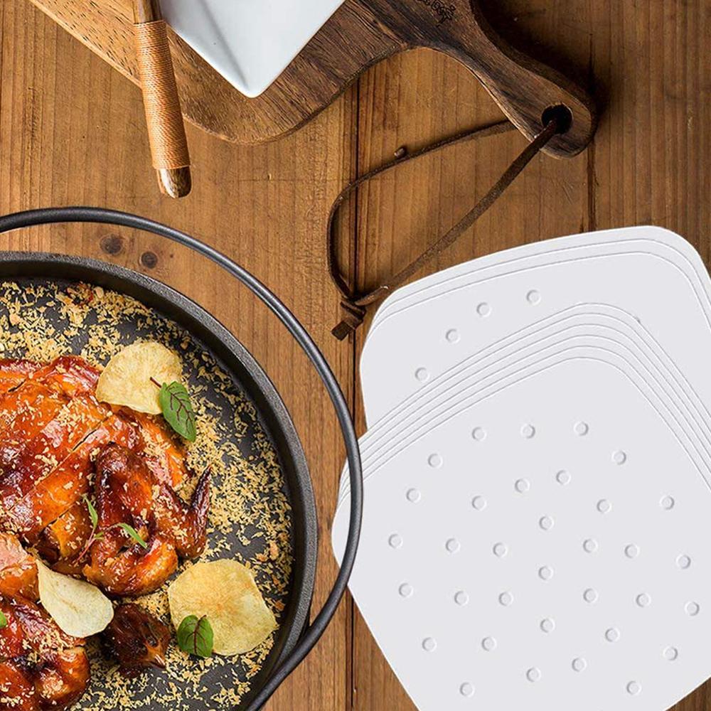 100 arkuszy olej robić pieczenia papier z otworem beztłuszczowa frytownica kwadratowy papier robić pieczenia kok ciasto papierowe spodek akcesoria robić pieczenia narzędzia kuchenne CSV