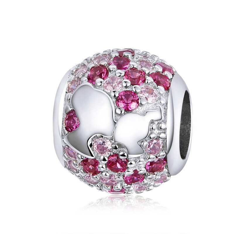 Mowimo mamma mamma hjärta berlocker passar original silver armband 925 sterling silver rosa cz pärla hänge diy halsband smycken: Fnc 225