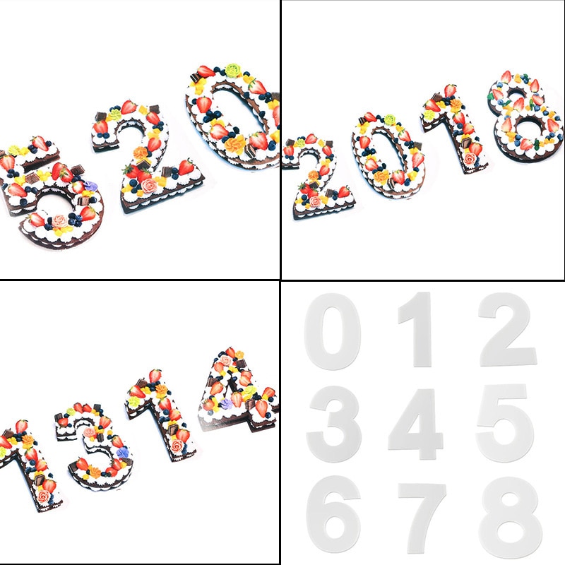 Numbers Cake Mould Set PET Decorating Baking Mold DIY Kitchen Tool For Birthday Pastry B88