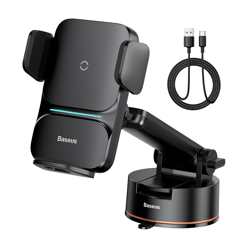 Baseus Car Phone Charger Stand 15W Wireless Charging Mount For Iphone Samsung Mobilephone Charge Holder Auto Air Vent Support: Black suction cup