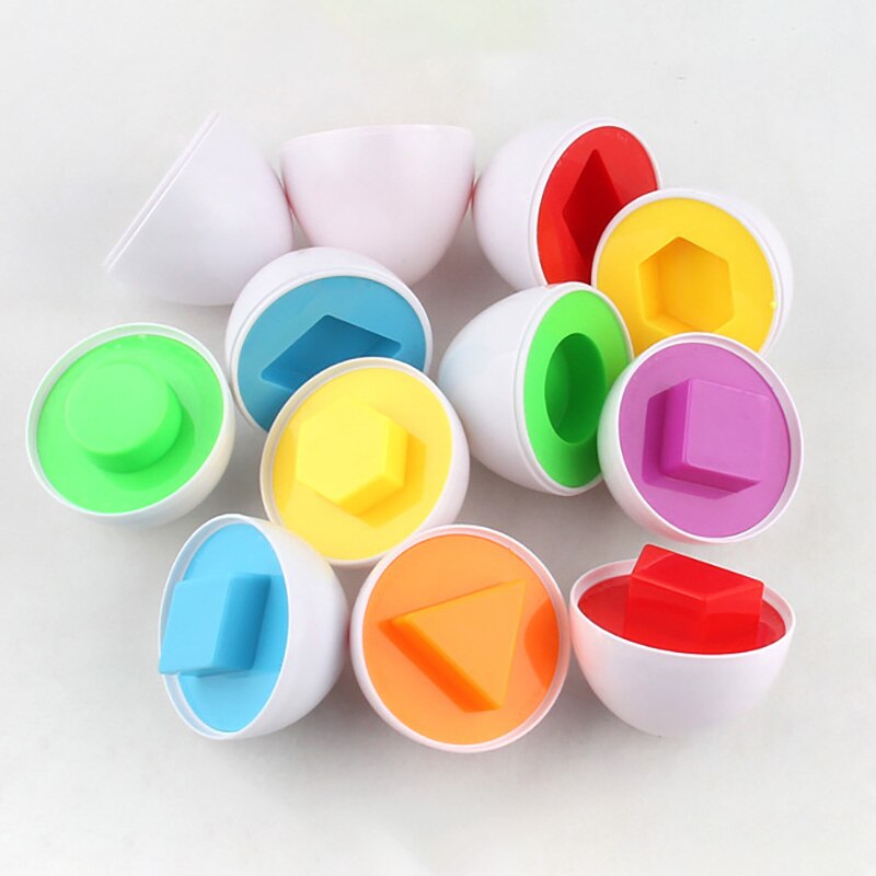 6 unids/set de huevos retorcidos de juguete de colores al azar huevos de juguete inteligentes para bebé forma de Color Cognitve bebé educación temprana huevo juguetes