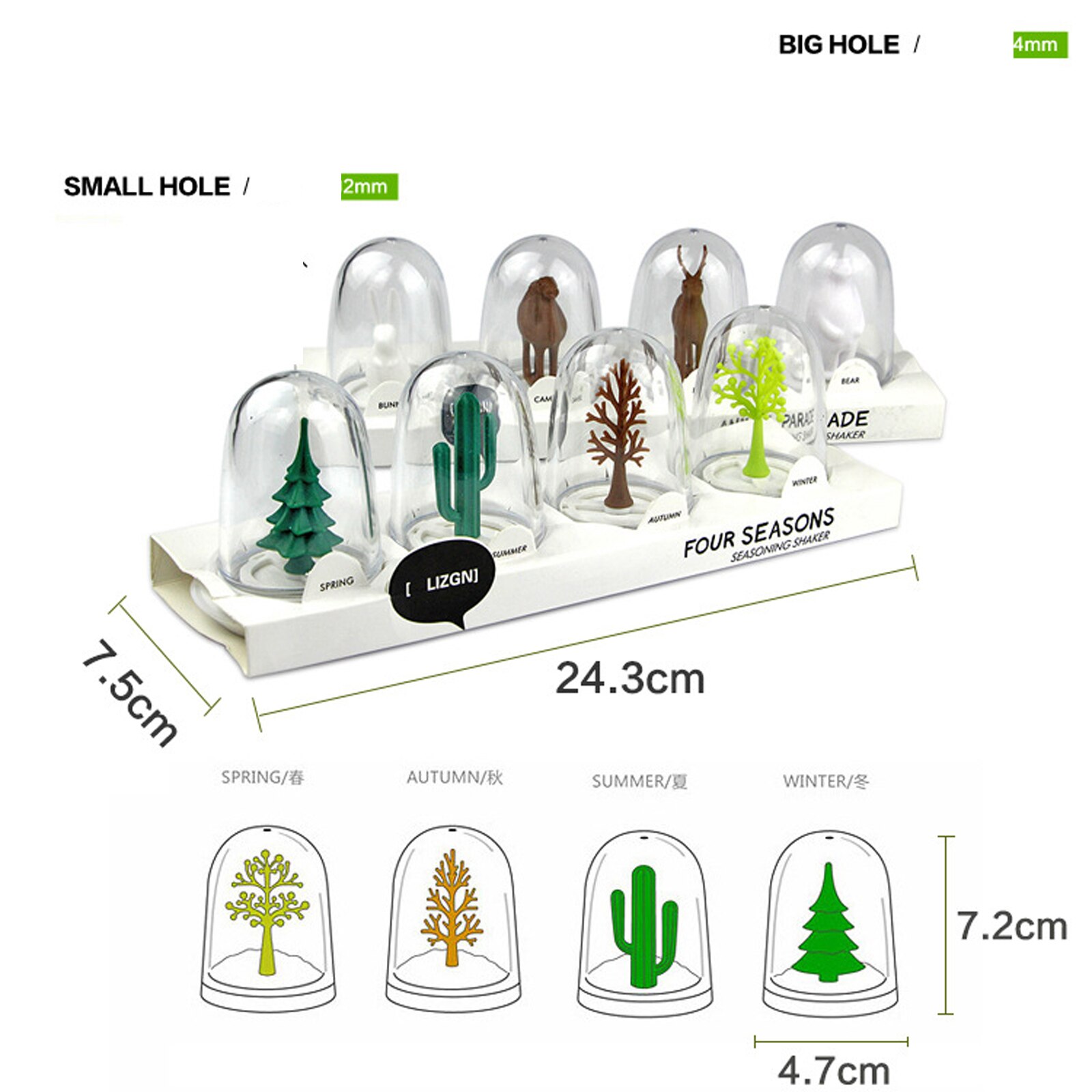 4Pcs Kruiderij Flessen Set Cactus Pine Shape Kruiden Doos Zout Keuken Schotel Suiker Pot Kaneel Opslag Keuken Decoraties