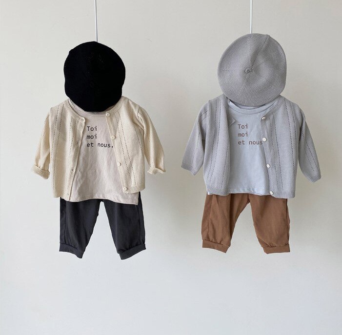 Peuter Baby Jongen Meisje Katoenen Vest Lange Mouwen Kinderkleding Lente Kid Gebreide Mesh Holle Dunne Jas