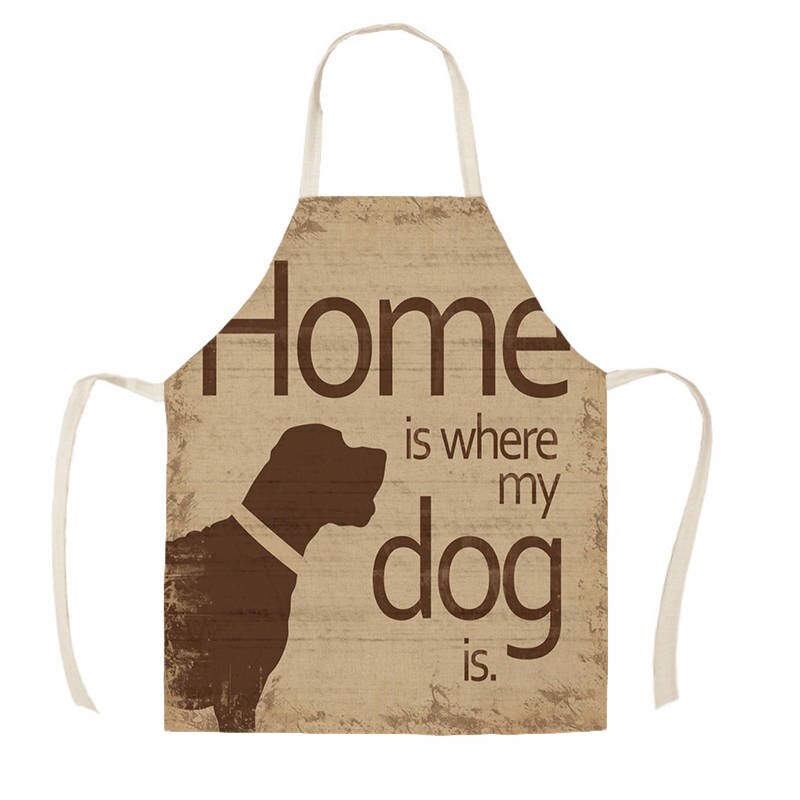 1 st köksförkläde hundbokstäver hem hundtryckta linneförkläden för män kvinnor städverktyg för hem  wq016: Wq01606 / 38 x 47cm barnstorlek