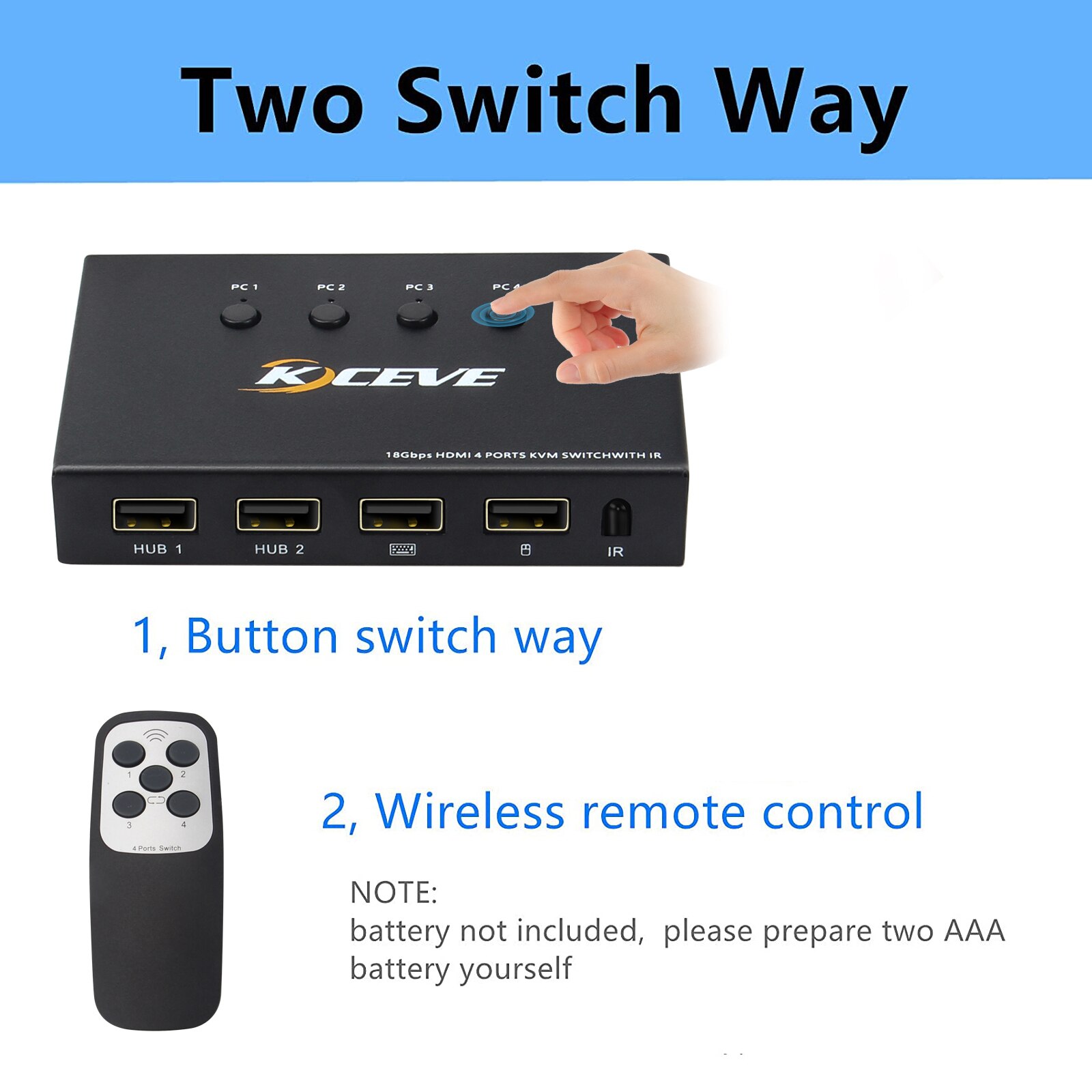 KVM Switch HDMI-Compatible 4 Port Box 4K@60Hz USB for 4 Computers Share Keyboard Mouse Printer and one HD Monitor