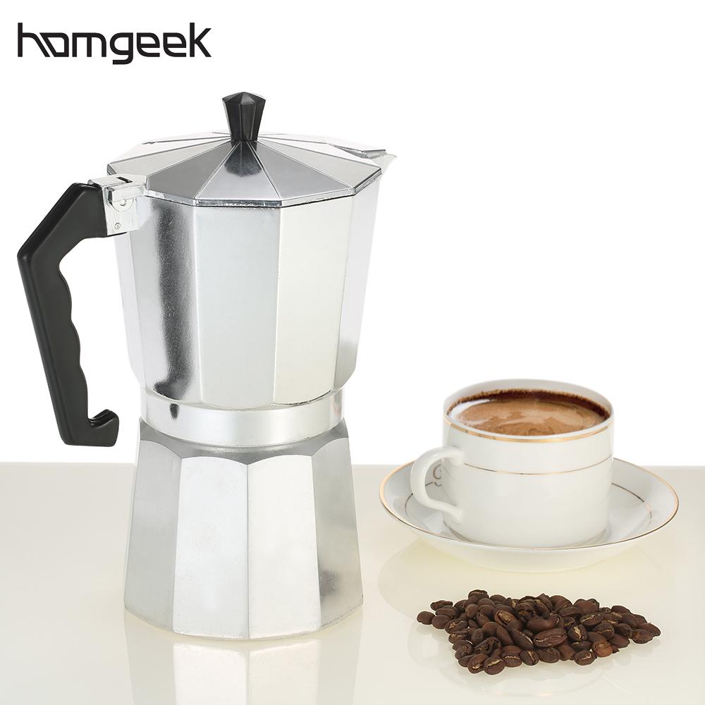 Homgeek Koffiezetapparaat Aluminium Espressomachine Percolator Koffie Kookplaat Maker Mokka Pot 1cup/3cup/6cup/9cup/12cup