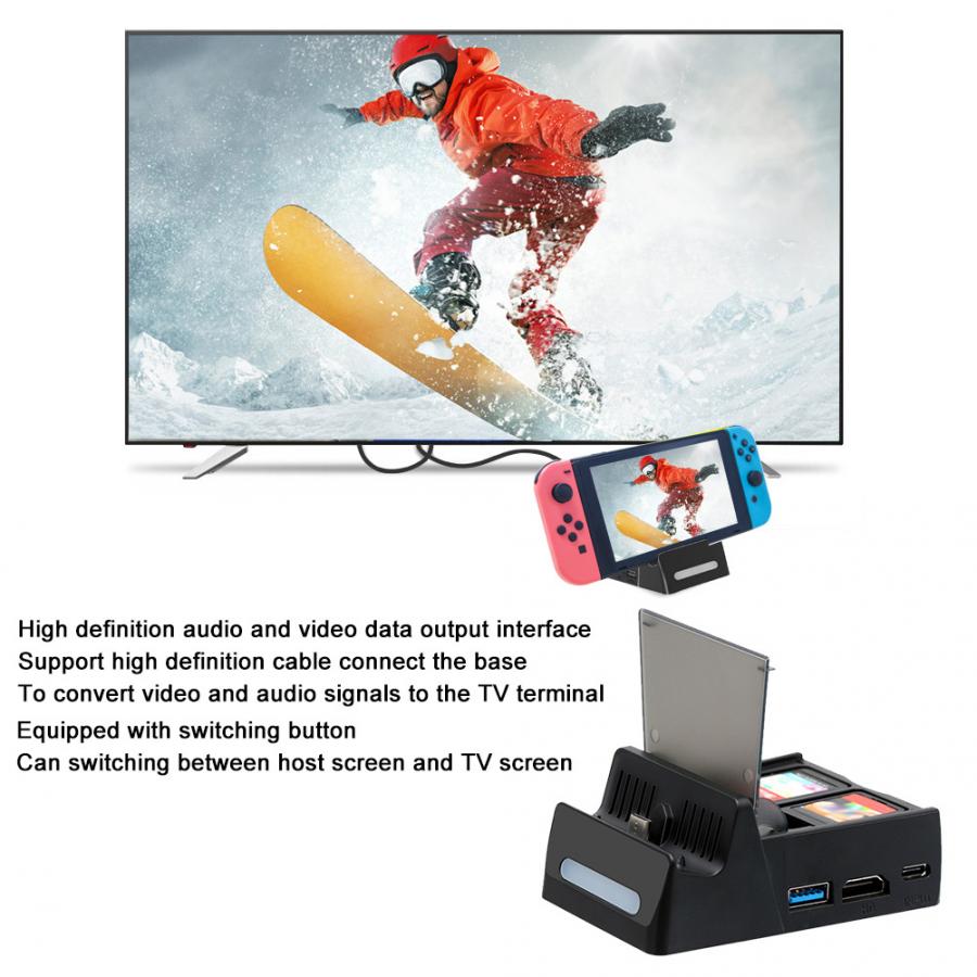 ABS Portable Games Charging Dock High Definition Conversion Charger Base for Switch to TV video converter base