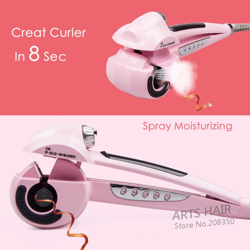 Automatische haarstoom krultang keramische krultang salon roterende styling stoomapparaat spray krul spiraal spray krultang