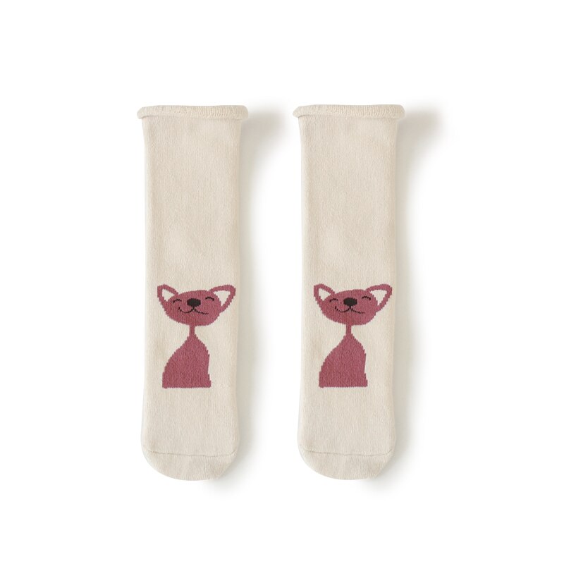 Toddle Baby Cute Stockings Simple Cartoon Image Cute Pure Cotton Warm Comfortable Clean Baby Stockings: Beige