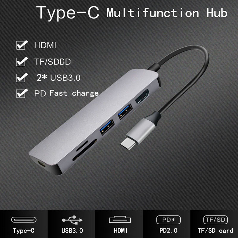 Usb c portátil docking station usb 3.0 hdmi tf sd hub usb fealuyshon para macbook pro hp dell superfície lenovo samsung doca estação