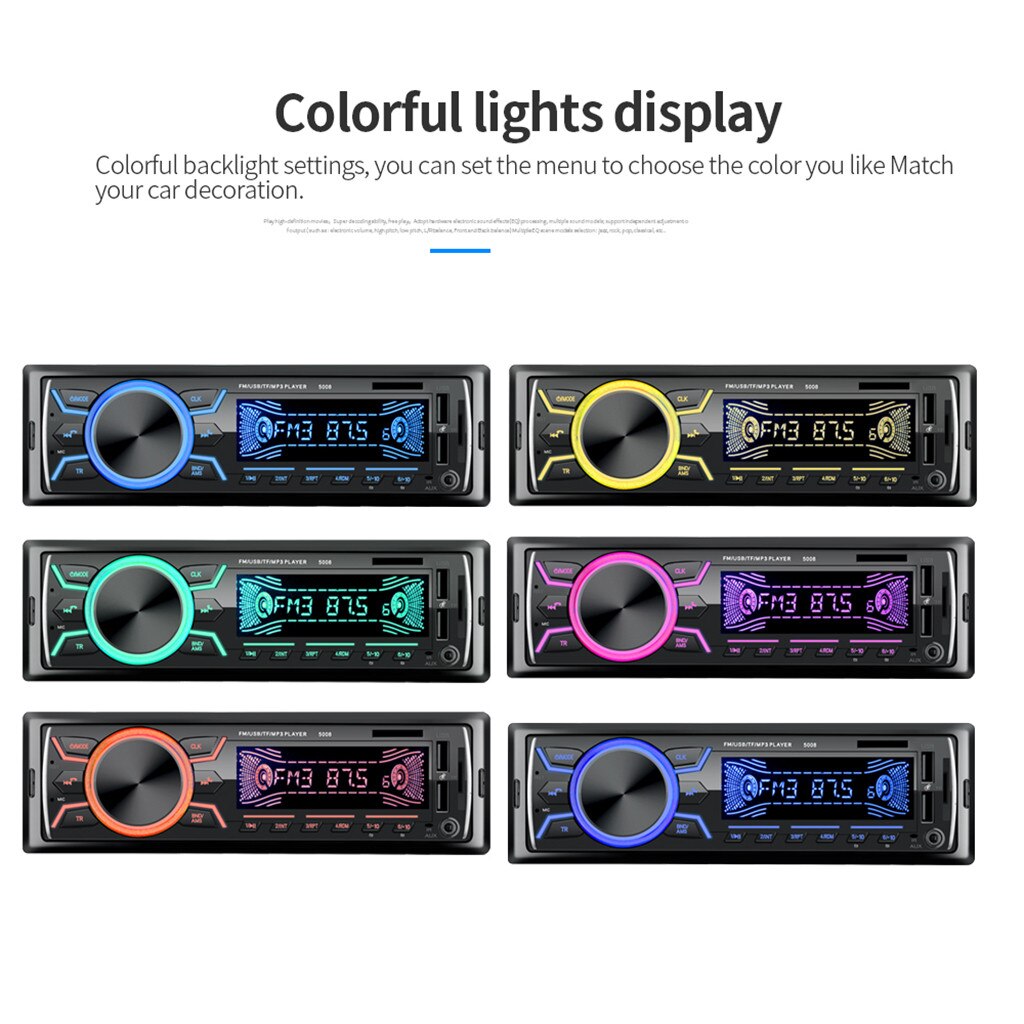 Mehrfarbiges lcd-display,  dc12v- in-1-autoradio mit bluetooth ,  mp3- player-fm-radio, aux-musikwiedergabe und freisprechfunktion