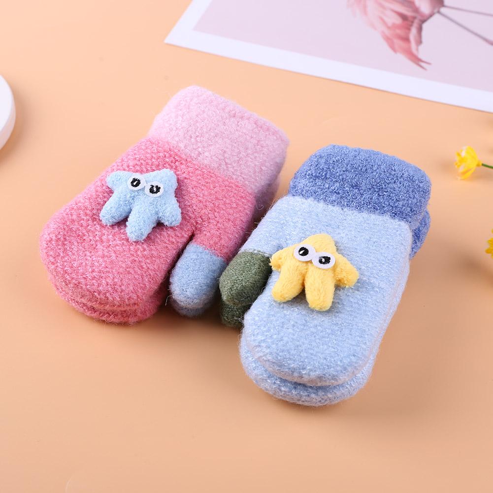 1 Pair Children Cartoon Gloves Thicken Imitation Lamb Fleece Autumn Winter Warm Girls Boys Apparel Accessories