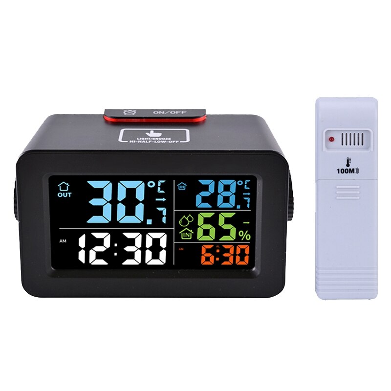 LED Digital Alarm Clock with Thermometer Hygrometer Humidity Temperature USB Charger Wake Up Table Desk Clock: US Plug