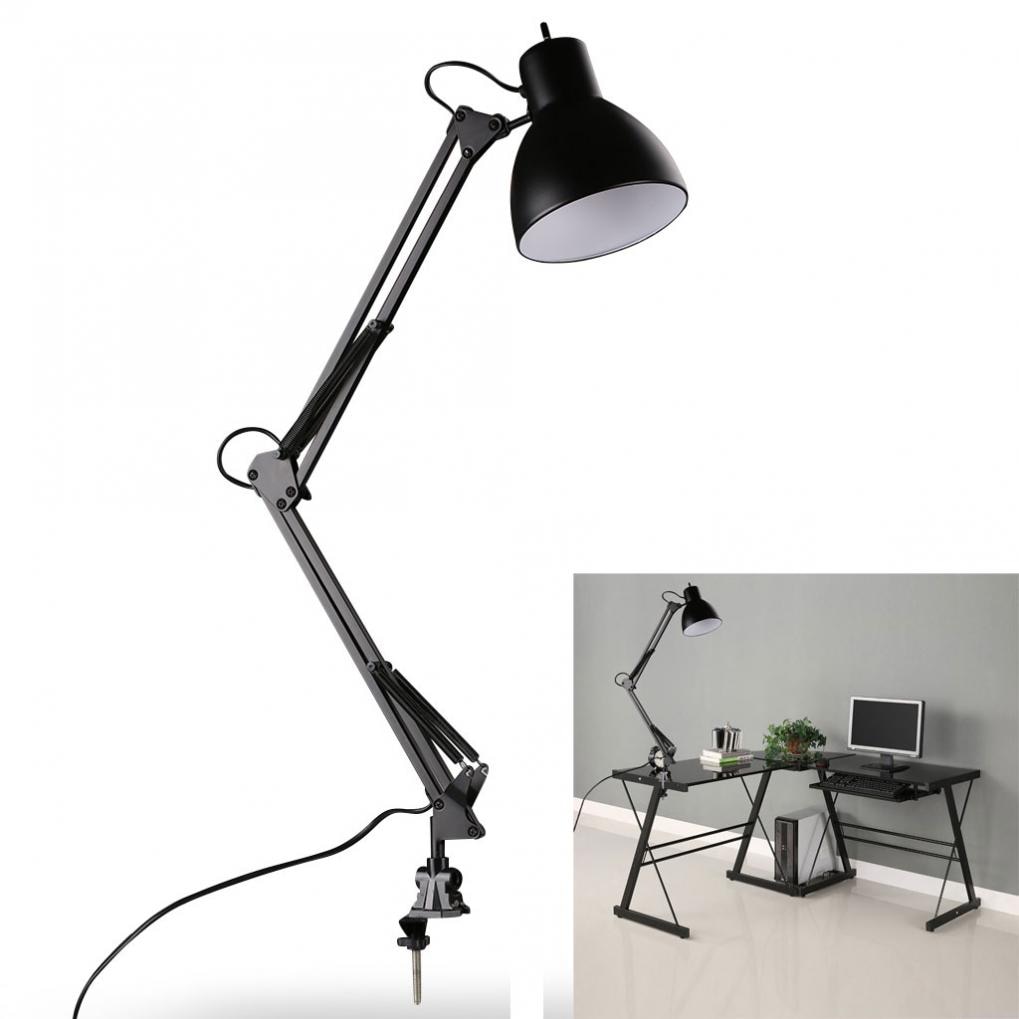 Black Flexible Swing Arm Clamp Mount Lamp Office Studio Home Table Desk Light