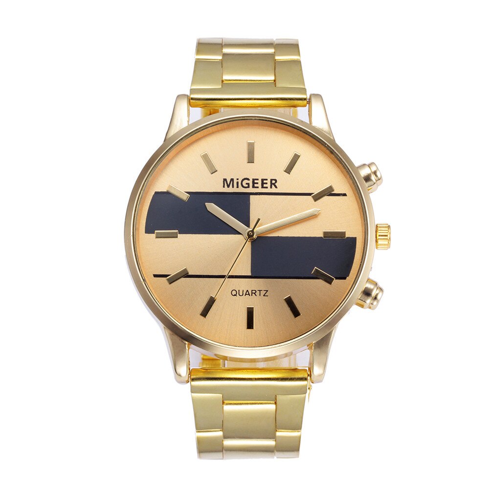 Man Stainless Steel Analog Alloy Quartz Wrist Watch: D