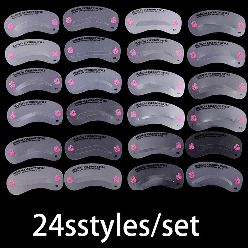24 pièces réutilisable sourcil pochoir ensemble yeux sourcils bricolage dessin Guide façonnage toilettage modèle carte facile maquillage beauté Kit 88