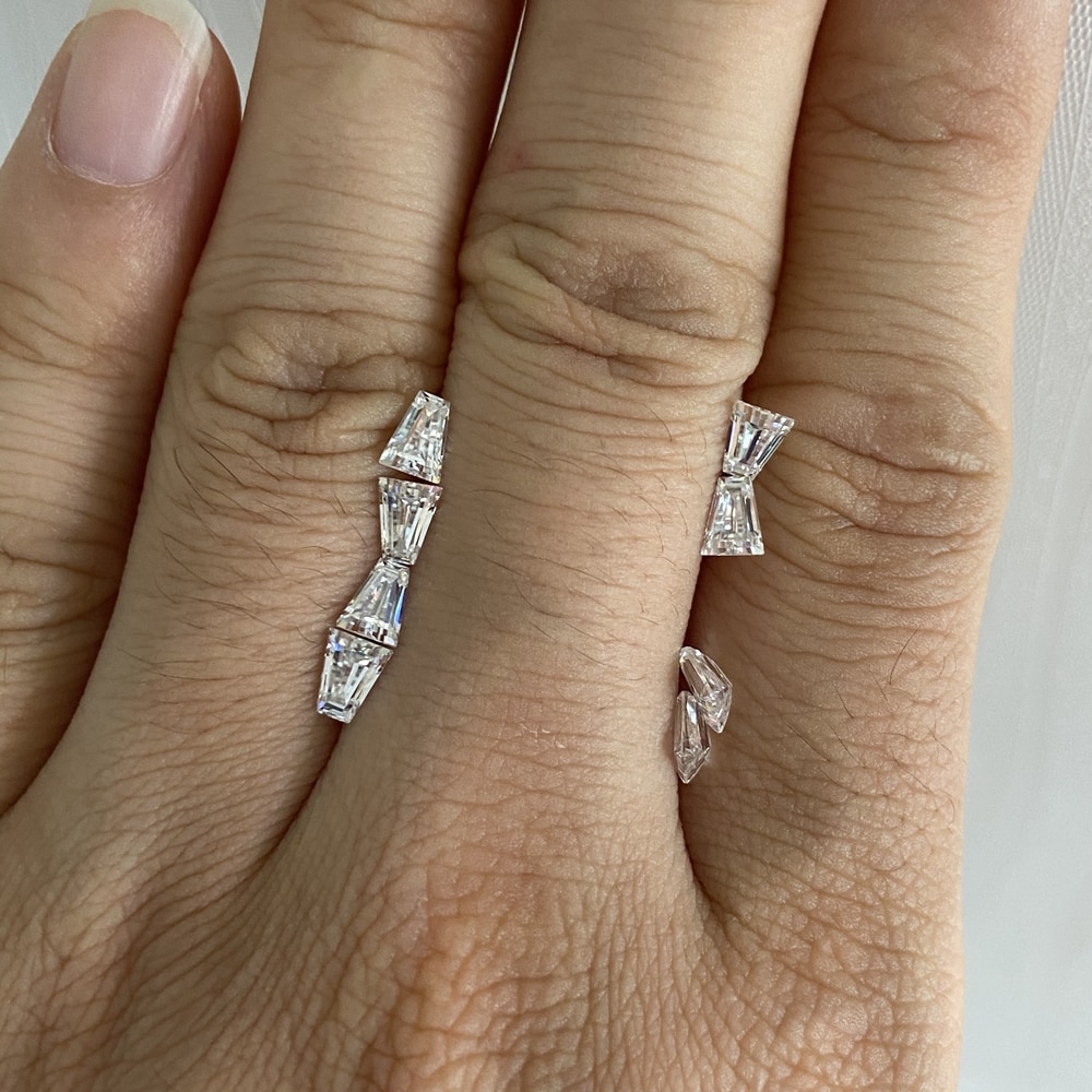 2 stykke lab moissanite diamant løs ædelsten 5 x 4 x 2mm trapezformet hvid moissanit sten moissanite diamantring