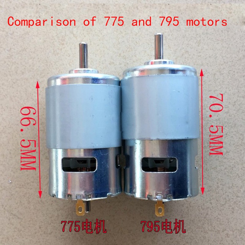Large Torque High Power 795 Motor, 12V 24V Double Ball Bearing Silent Motor, High Speed DC Generator Motor Round Shaft