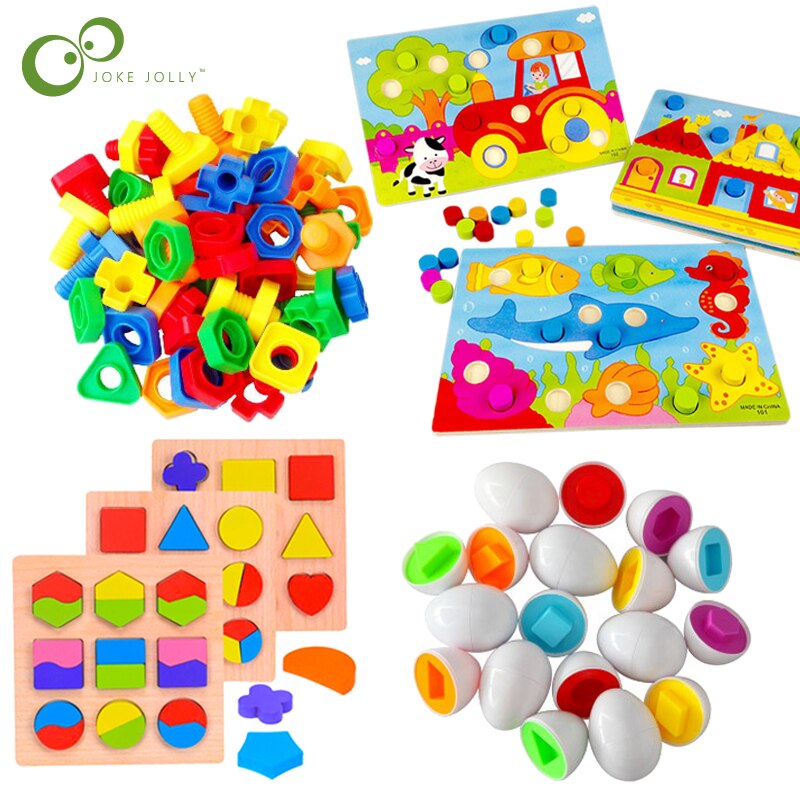 Colorful Cognition Board Montessori Kids Educational Toy Children Jigsaw Puzzle Toys Color Shape Match Game Board Baby Toy GYH