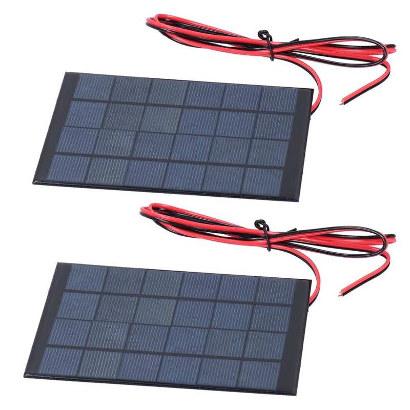 Battery Indicator Testing Equipment 2Pcs Mini Solar Power Module Epoxy Panel with 100cm Cable Electronic Accessories DC 6V 2W