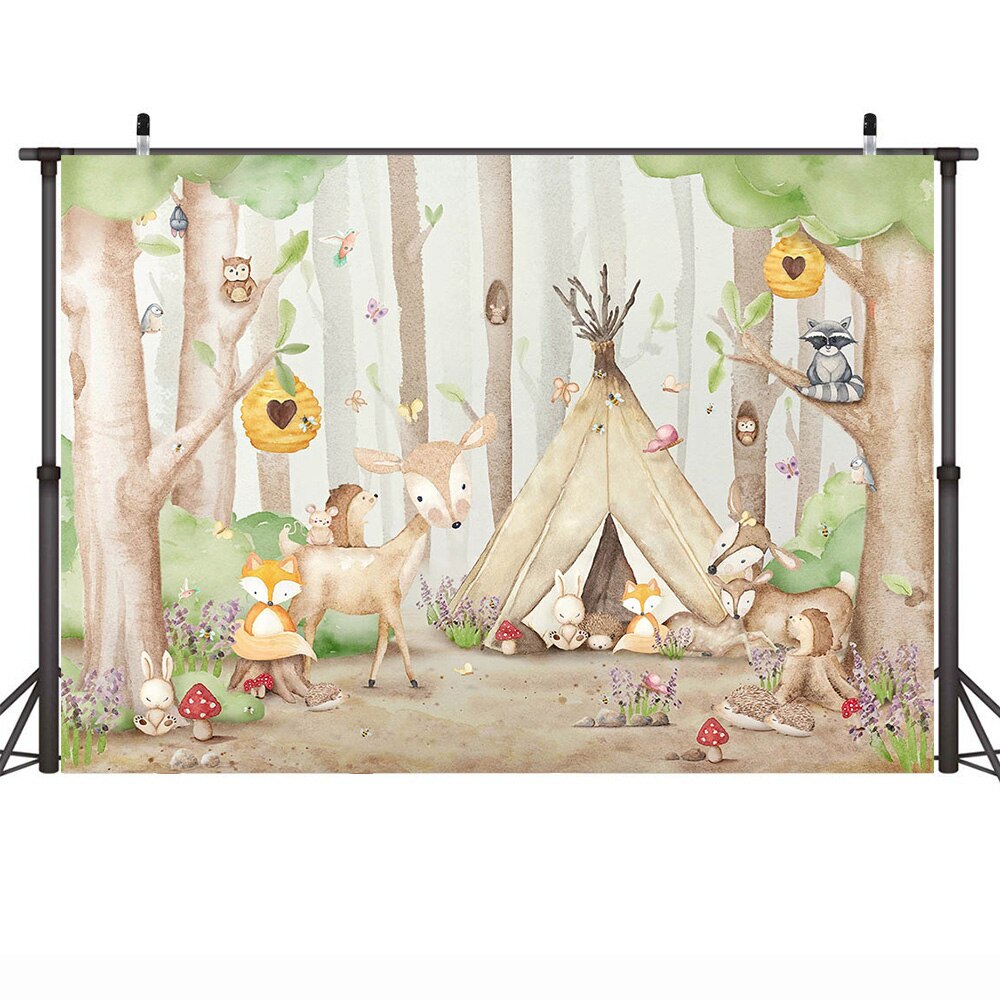 Safari animaux -né bébé photographie toile de fond Photo Shoot Jungle forêt Tribal fête d'anniversaire arrière-plan fournitures accessoires