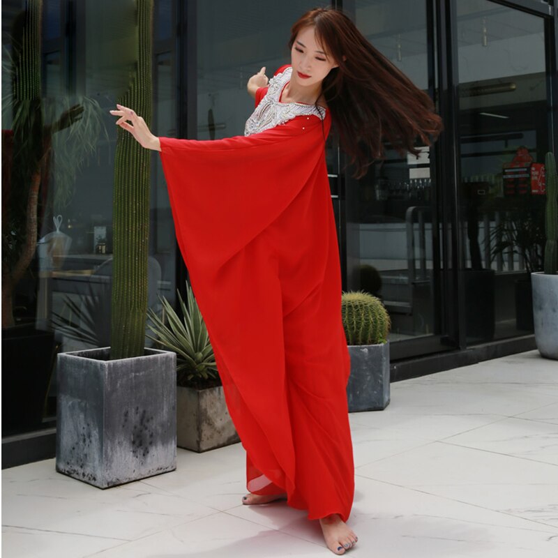 Ropa de baile para mujer ropa de danza del vientre vestido caftán con lentejuelas de gasa tradicional Khaleeji Thobe vestidos