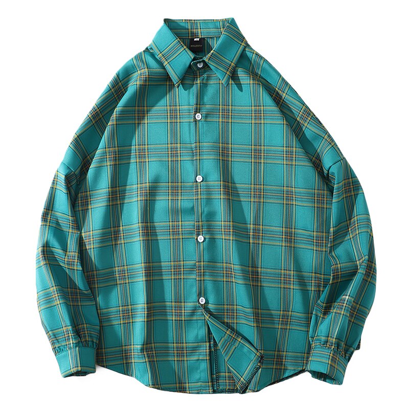 Koreaanse Plaid Shirt Mannen Lange Mouwen Vintage Kleding Heren Shirts Casual Slim Fit Chic Camisa Cuadros Mens Kleding EB50CS