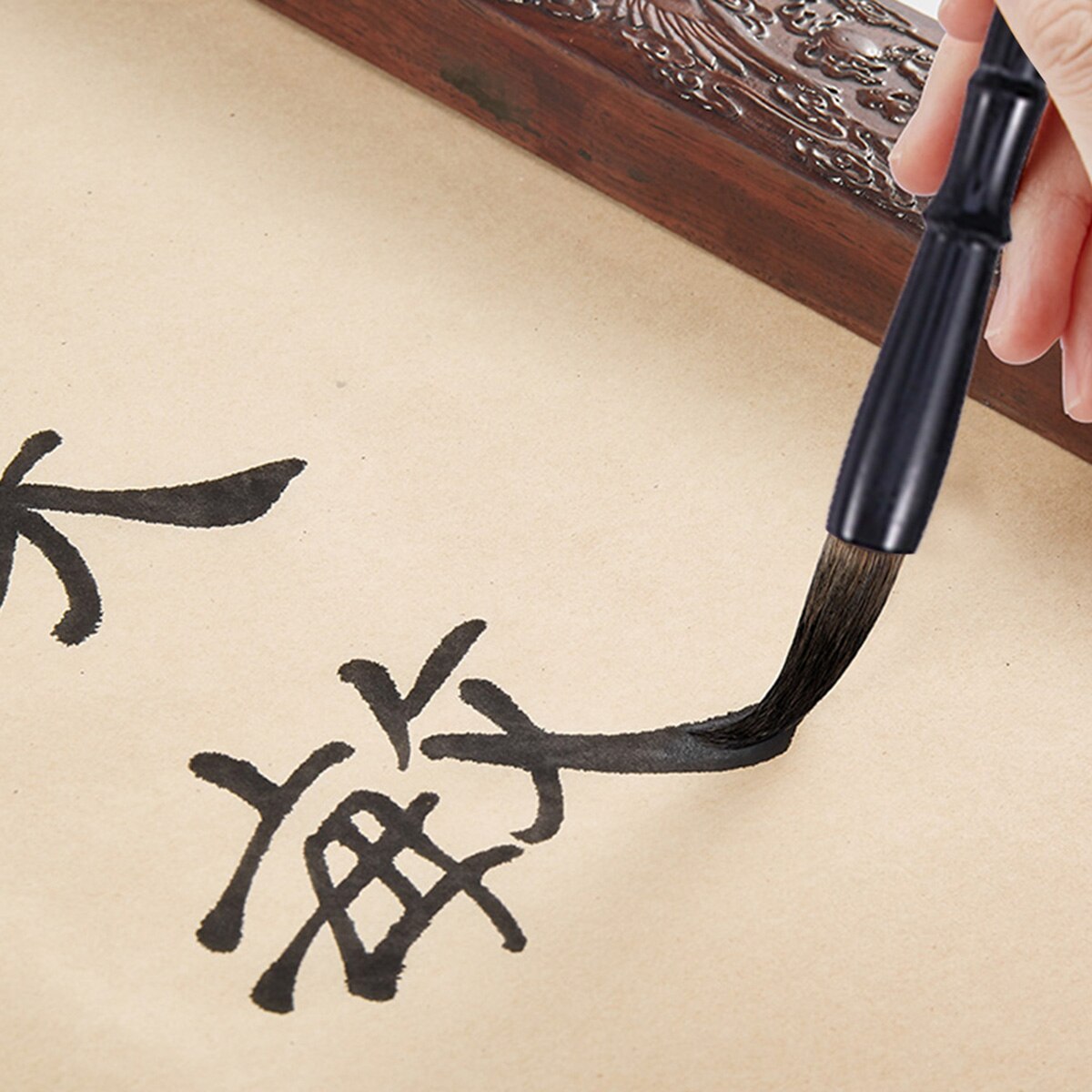 Nuolux 3Pcs Uitstekende Wolf Haar Chinese Kalligrafie Kanji Japanse Sumi Tekening Borstel-Size Grote/Kleine/Medium (Zwart + Bruin)