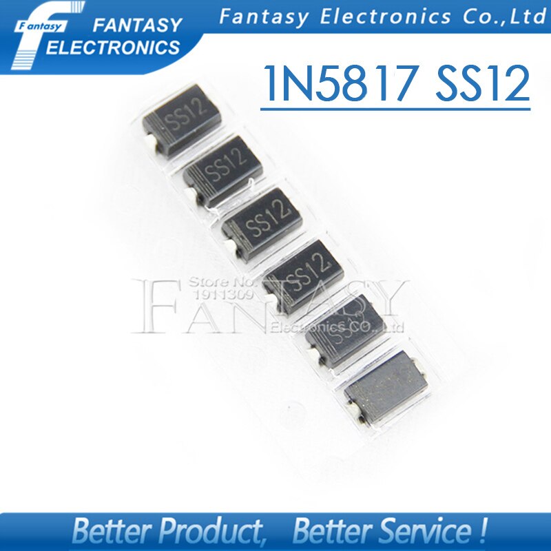 100 stk sma 1 n 5817 smd 1a 20v do -214ac in5817 schottky diode  ss12