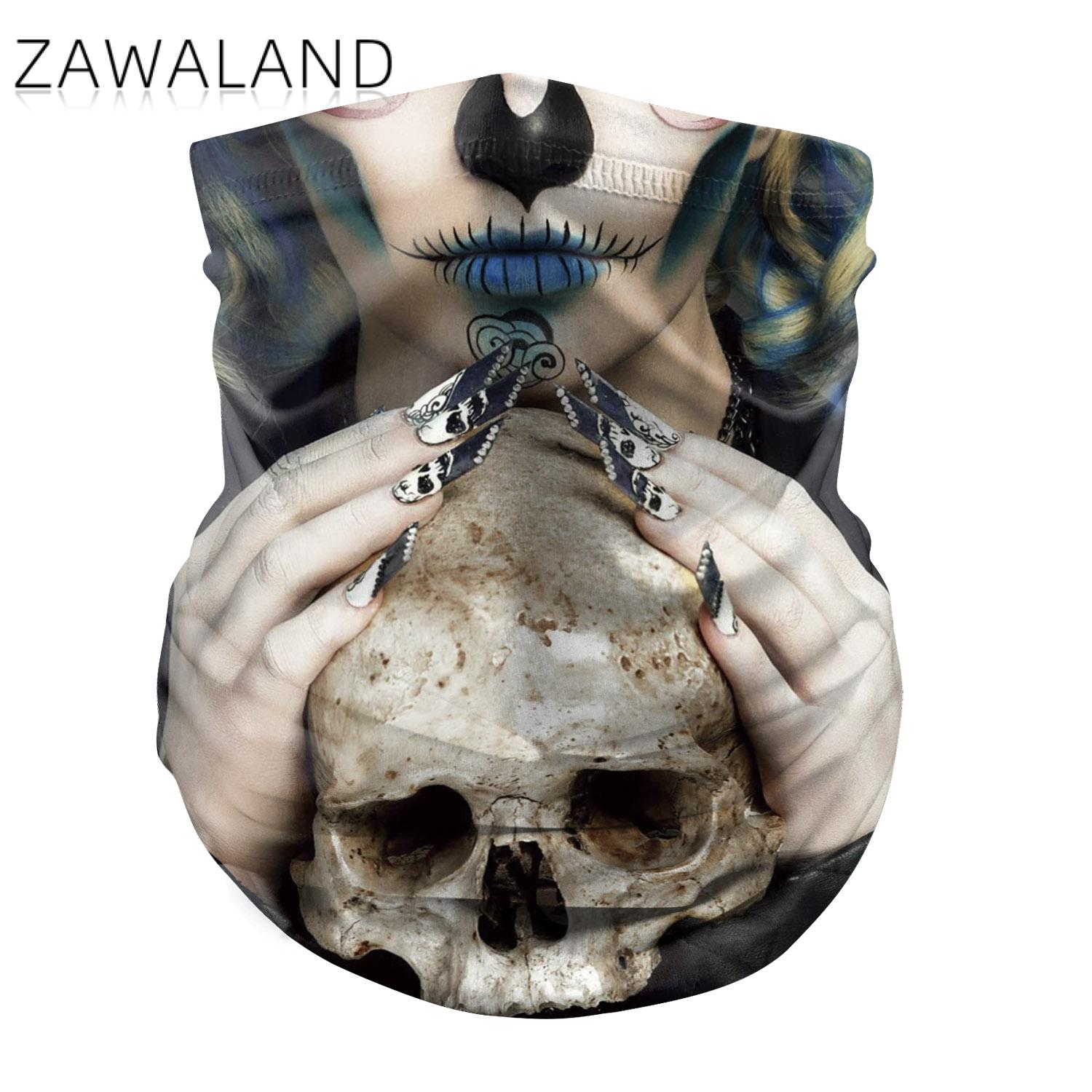 Zawaland kvinnor män dödskalle halsdukar skeletttryck halssjal karneval dammtät huvudbonad halsduk tubformad bandana