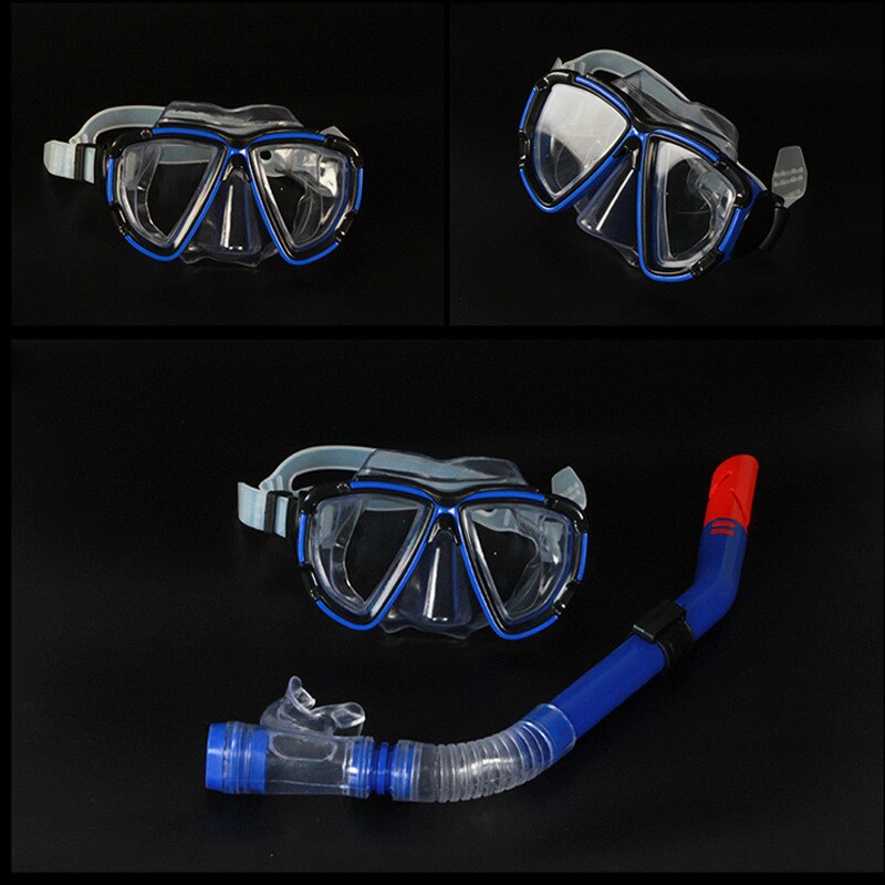Simglasögon undervattens dimma halv ansikte näsa klipp glasögon dykning bikini mask härdat glas lins snorkel glasögon