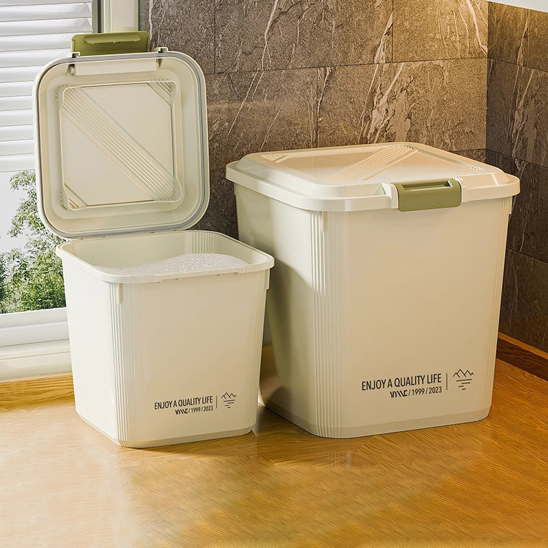 10/20/30KG Rice Container Rice Storage Box Sealed Cereal Dispenser With Buckle Insect Proof Pet Food Container Kitchen Organizer